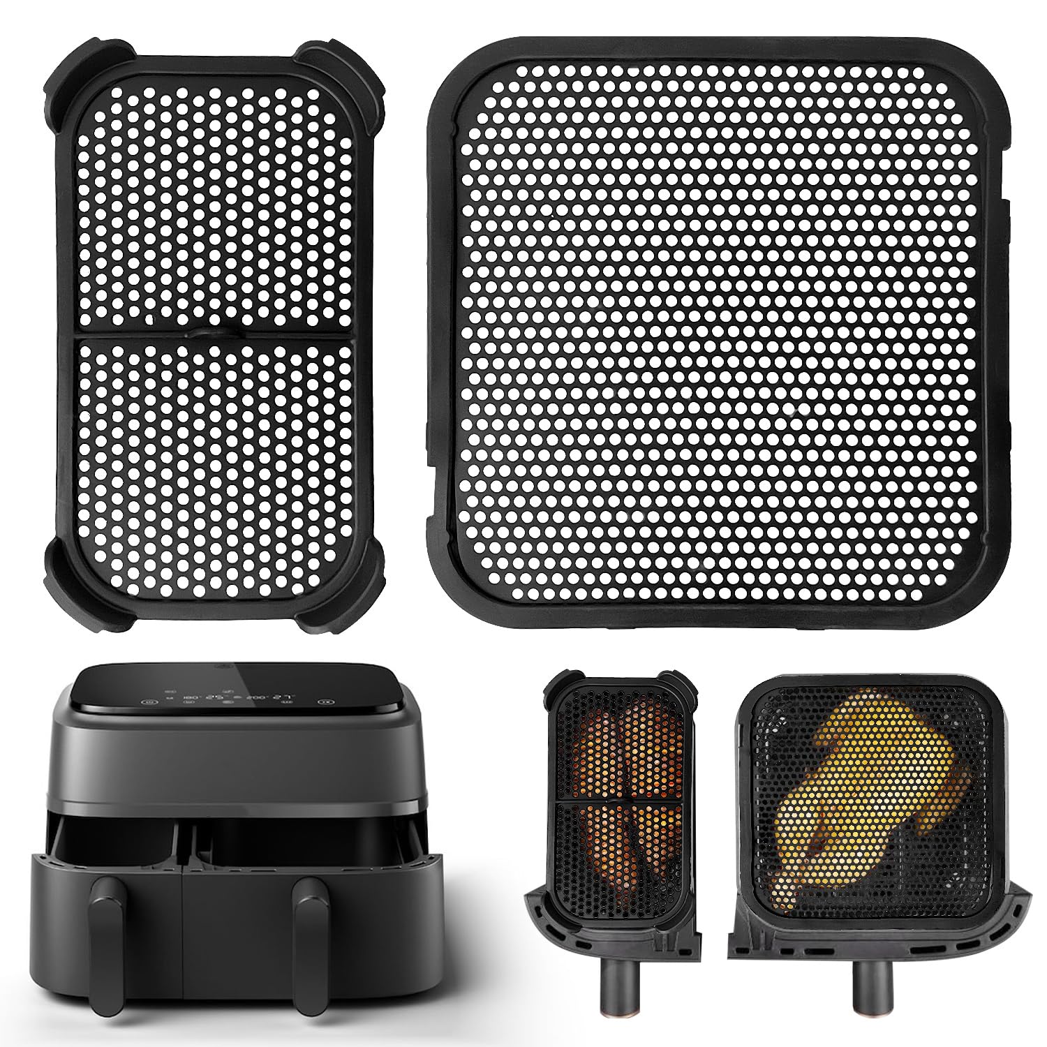 2 sztuki silikonowych osłon przeciwbryzgowych do akcesoriów Philips Airfryer, pasuje do Philips Airfryer 3000/5000 Dual Basket, NA350 i NA550 (6L/3L), akcesoria do frytkownicy na gorące powietrze
