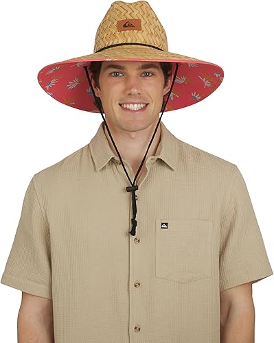 Quiksilver Men's Wide Brim Outdoor Lifeguard Straw Sun Hat, Coral, Large/X-Large