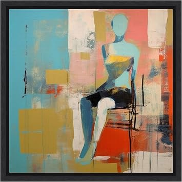 Amanti Art Framed Canvas Wall Art 16x16 Conceptual Abstract Figurative by Irena Orlov, Framed Wall Art Canvas, Abstract Artwork, Modern Decor, Small Poster Painting for Living Room, Bedroom, Bathroom