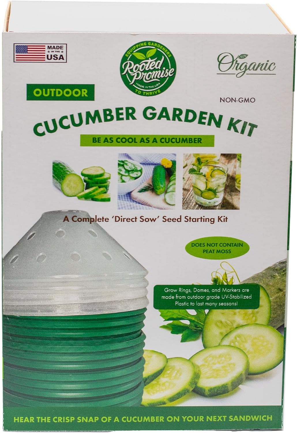 Cucumber Garden Kit – Grow Your Own Cucumbers from Seeds with Greenhouse Domes & Patented Grow Rings, Organic & Non-GMO, BPA-Free | Gardening Gift for Women & Men, Made in USA