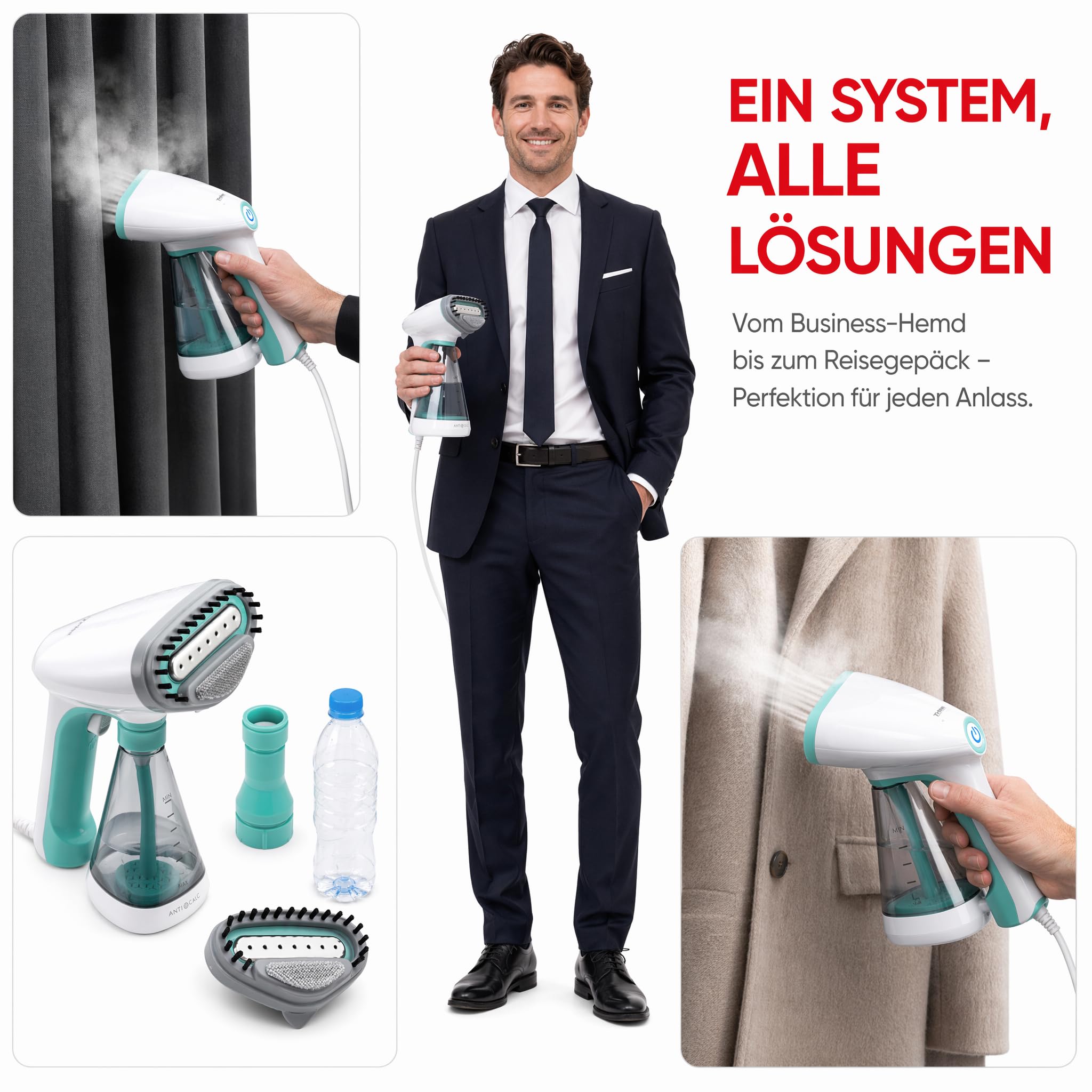Trisa Fresh Up Dampfbürste 1500W, 35g/min, 35 Sek Aufheizzeit, PET-Adapter