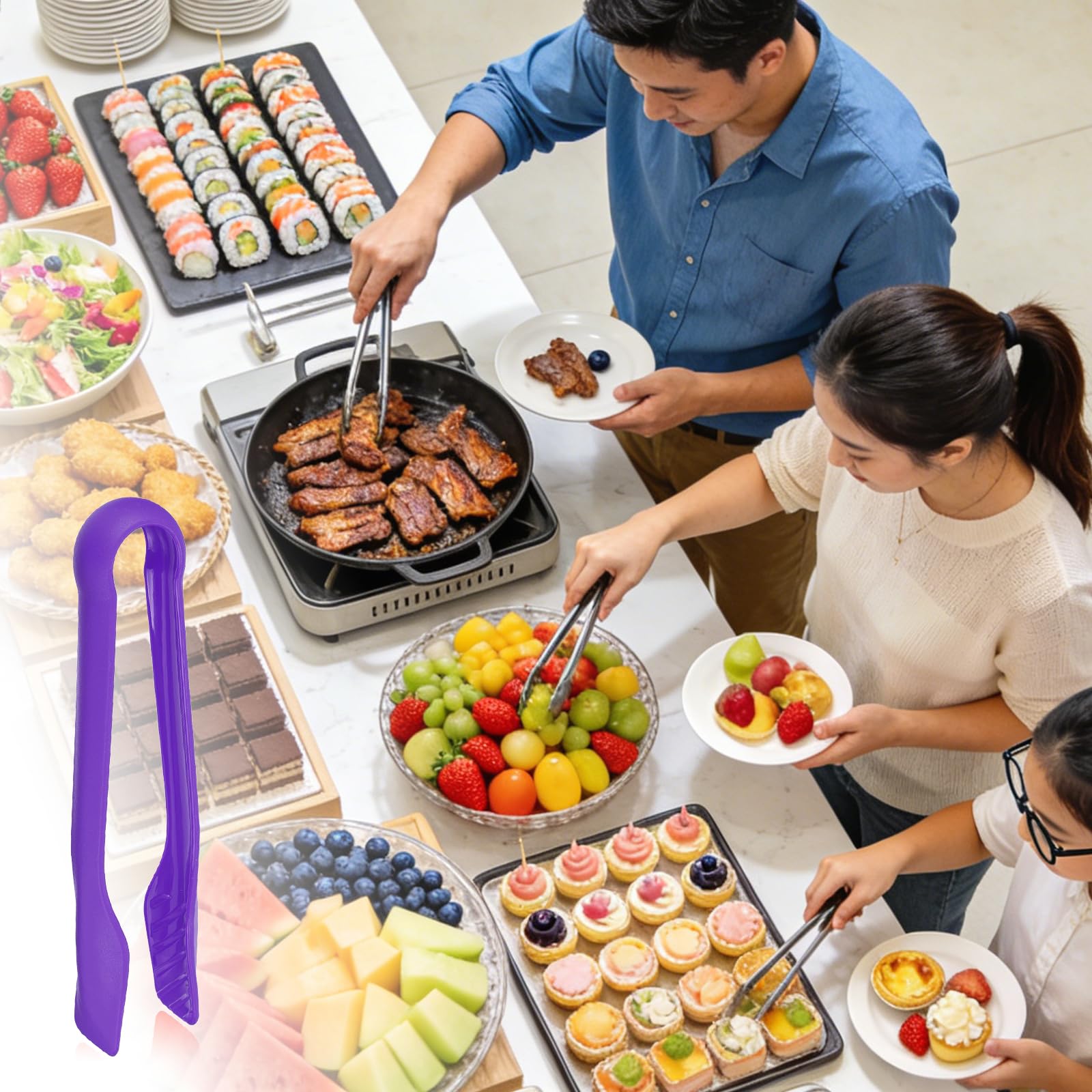 QUARKZMAN 40 Pcs tenazas Para Tostadora 8 tenazas De Cocina Para Servir tenazas Para Pan Y Ensalada tenazas Resistentes Al Calor Para Cocinar Hornear BBQ Y Buffet Herramientas Morado |