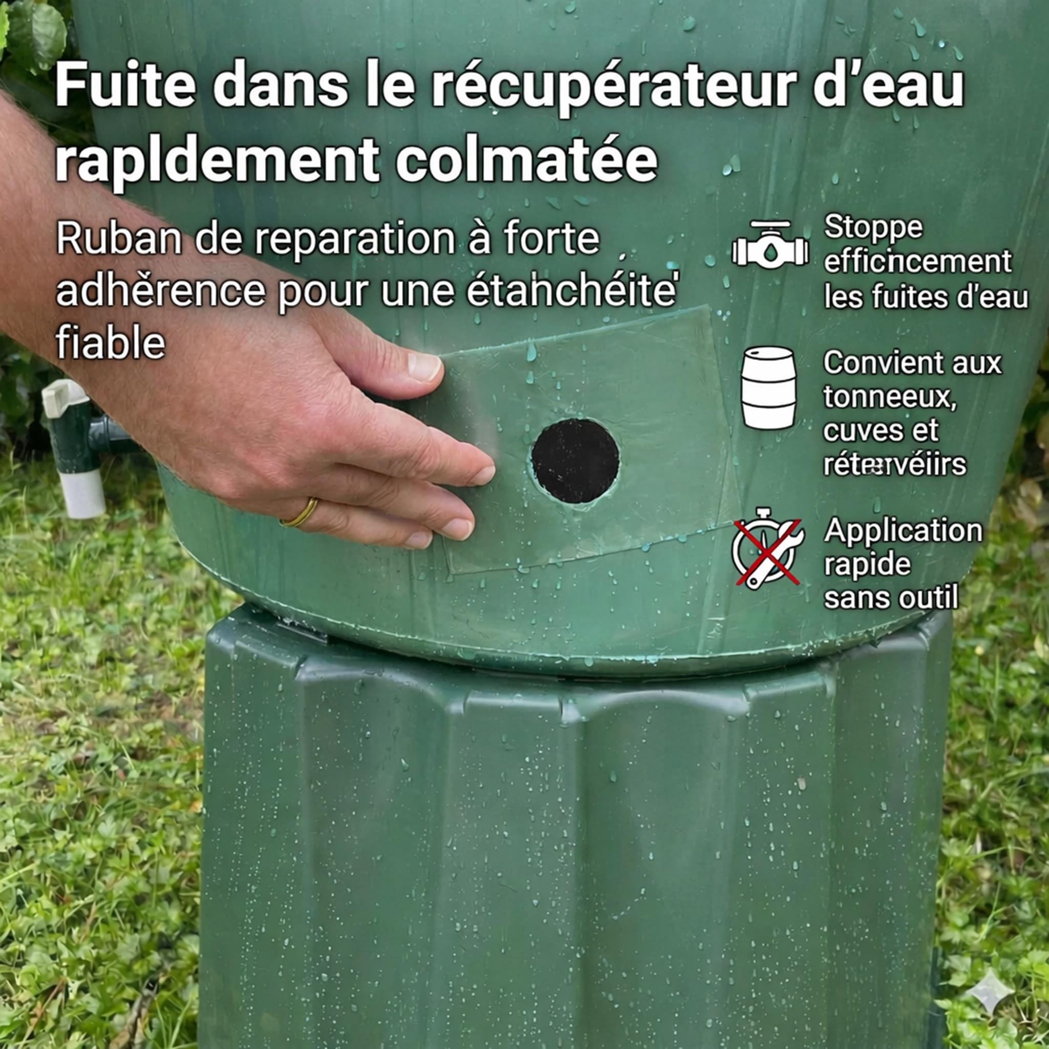 Ruban adhésif sous-marin étanche réparation piscine 10 cm x 150 cm transparent