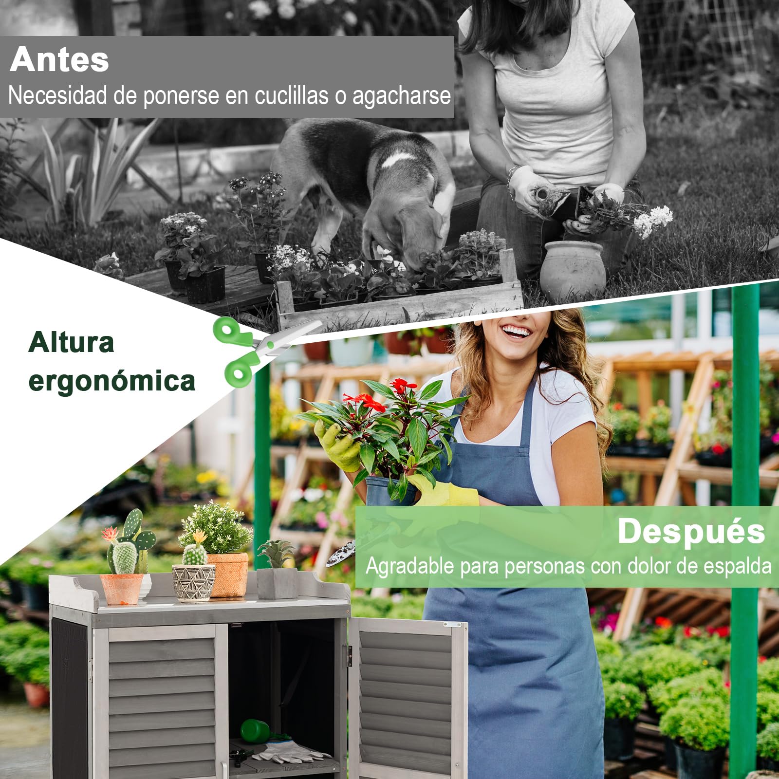 COSTWAY Caseta de Jardín de Madera, 67 x 47 x 100 cm, Gabinete de Almacenamiento Exterior con 2 Estantes de Almacenaje, Puertas, Caseta de Herramientas Impermeable para Jardín, Patio Trasero