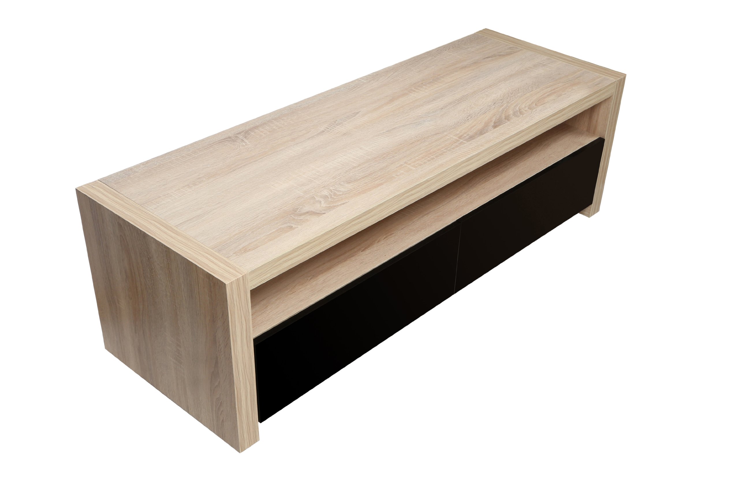 Premier Housewares Loki Coffee Table, Natural Oak Veneer/Black Gloss