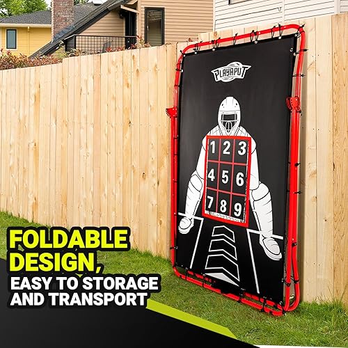 Miniatura 8 de Red de béisbol 2 en 1 y red de lanzamiento, rebote de béisbol ajustable con zona de ataque, red de rebote de pelota base para lanzar, atrapar, lanzar