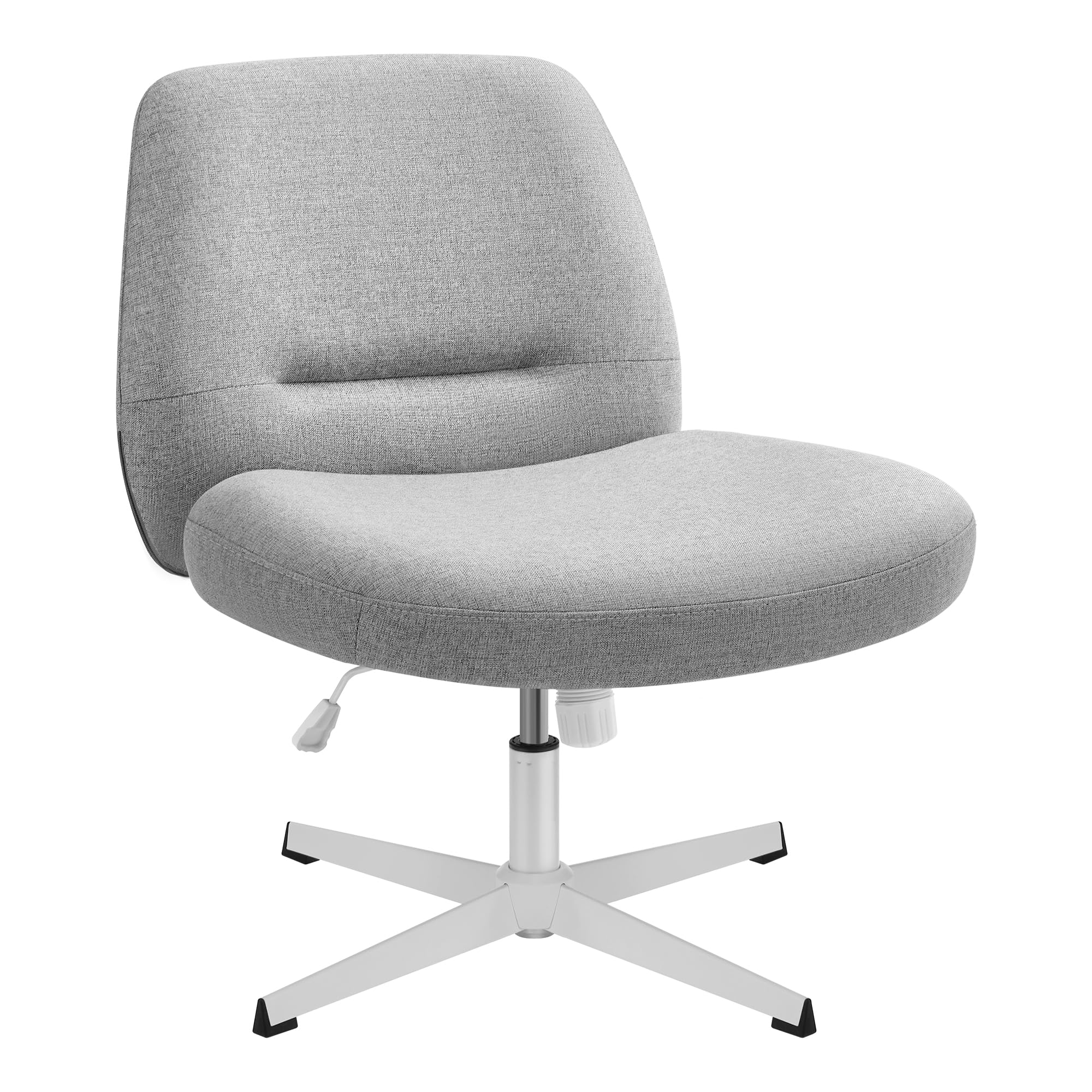 SONGMICS HOME Silla de Oficina, Estilo Contemporáneo con Base en Cruz, Asiento Ancho y Cómodo, Altura Ajustable, Silla Giratoria, Tela de Lino de Algodón, Gris Paloma OBG046G01