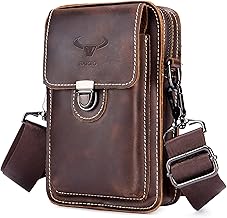 BAIGIO Men's Leather Waist Bag Vintage Belt Pocket Wallet Mobile Phone Case for Sports Running Parties Jogging Trekking