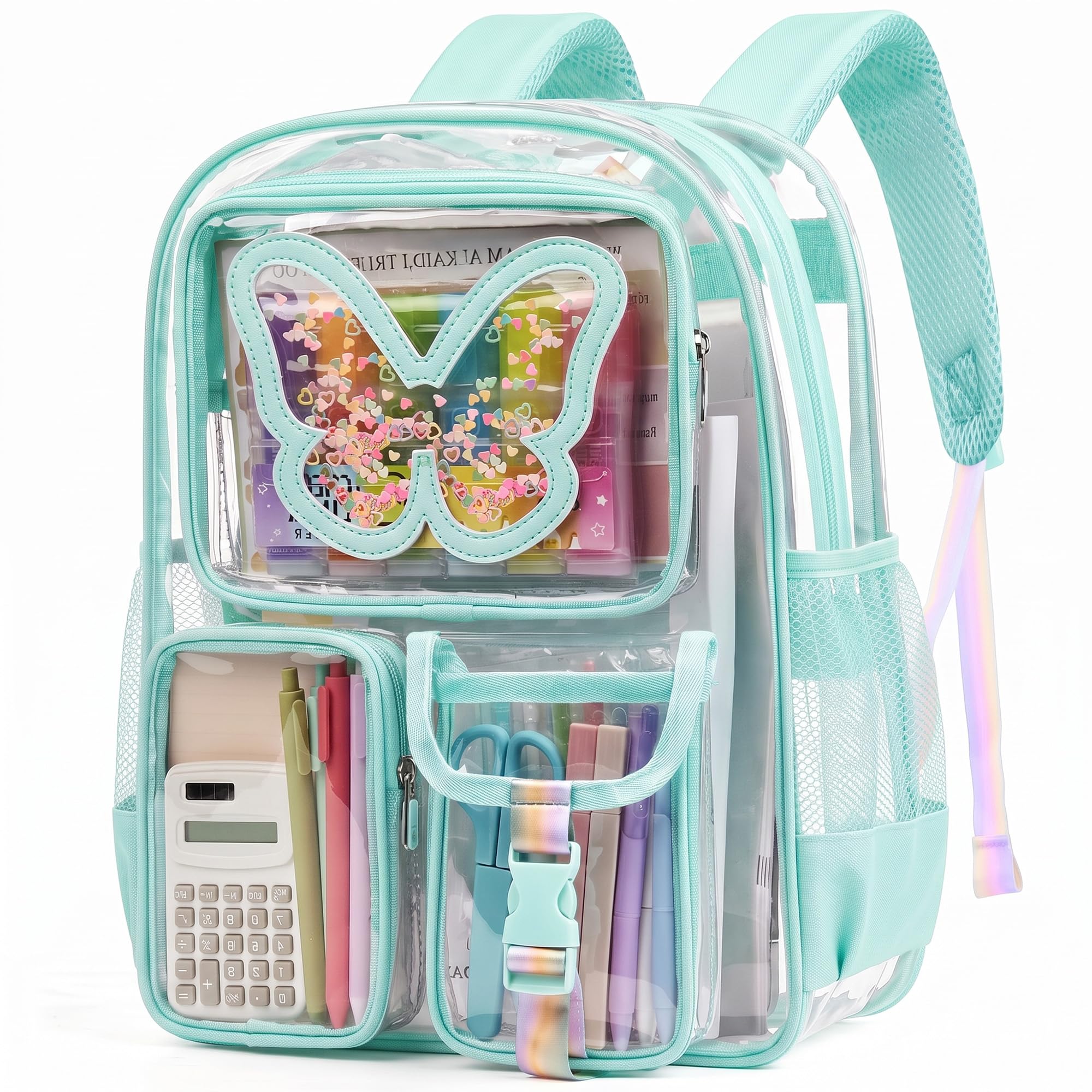 crvint Clear Backpack for Girls Women Heavy Duty Transparent Bookbag