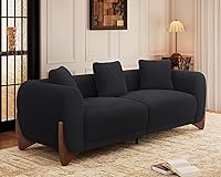 Vista 5 de Morden Fort Juego de Sofá Cloud de 2 Piezas, Juego de Sofá Moderno Sherpa Boucle con Patas de Madera, Sofás Cómodos Tapizados Minimalistas Amigables