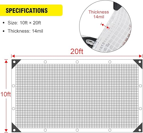 Miniatura 2 de Lona transparente resistente para invernadero de 0.551in, cubierta impermeable transparente de polietileno resistente a los rayos UV de 10 años con