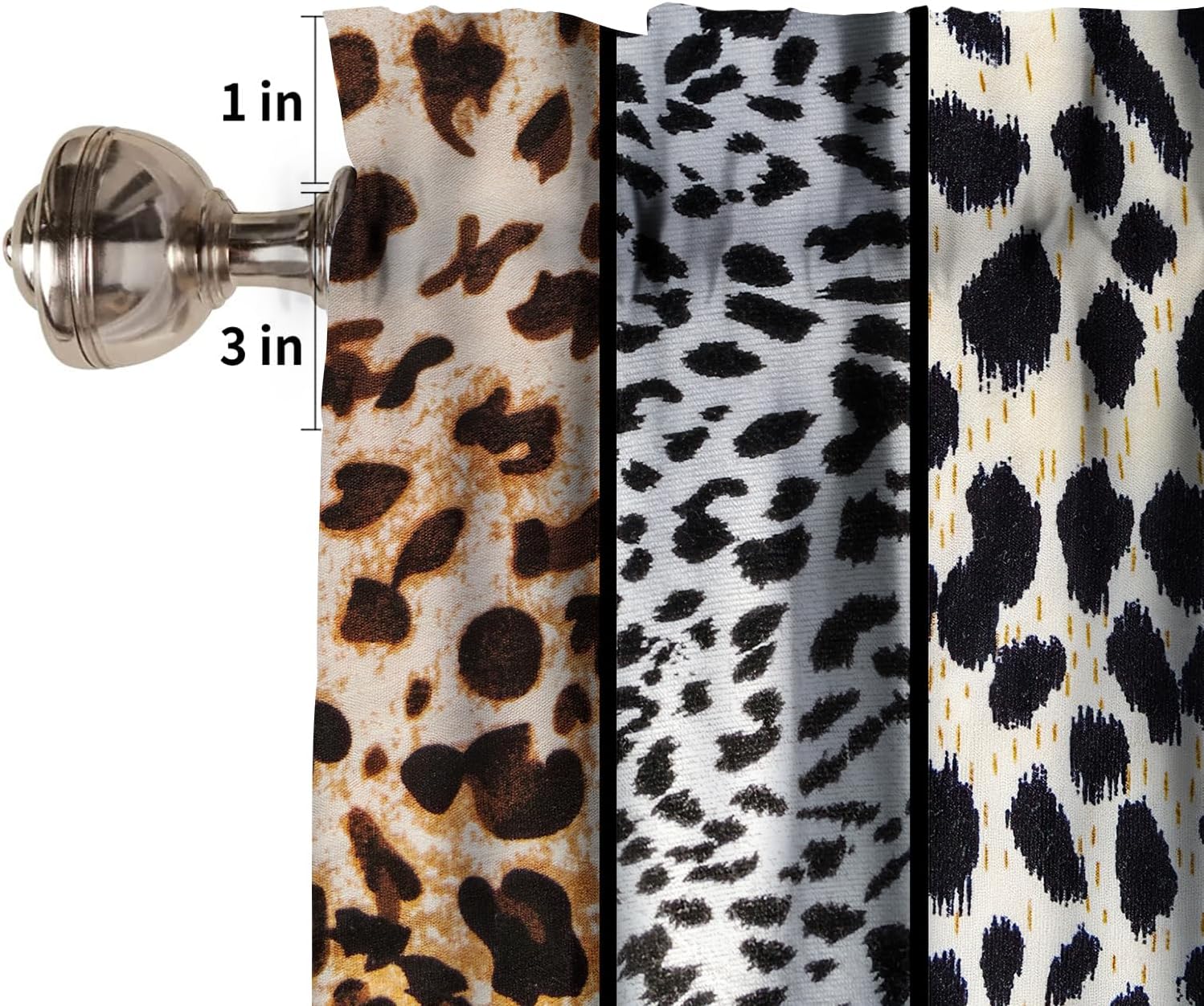 Wildlife Print Kitchen Curtain Valance, Modern Wild Animal Leopard Window Valance, for Bedroom Living Room Cafe Bathroom 1 Panels W54xL18in