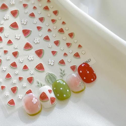 Watermelon Nail Art Stickers Summer Red Green Nail Stickers 5D