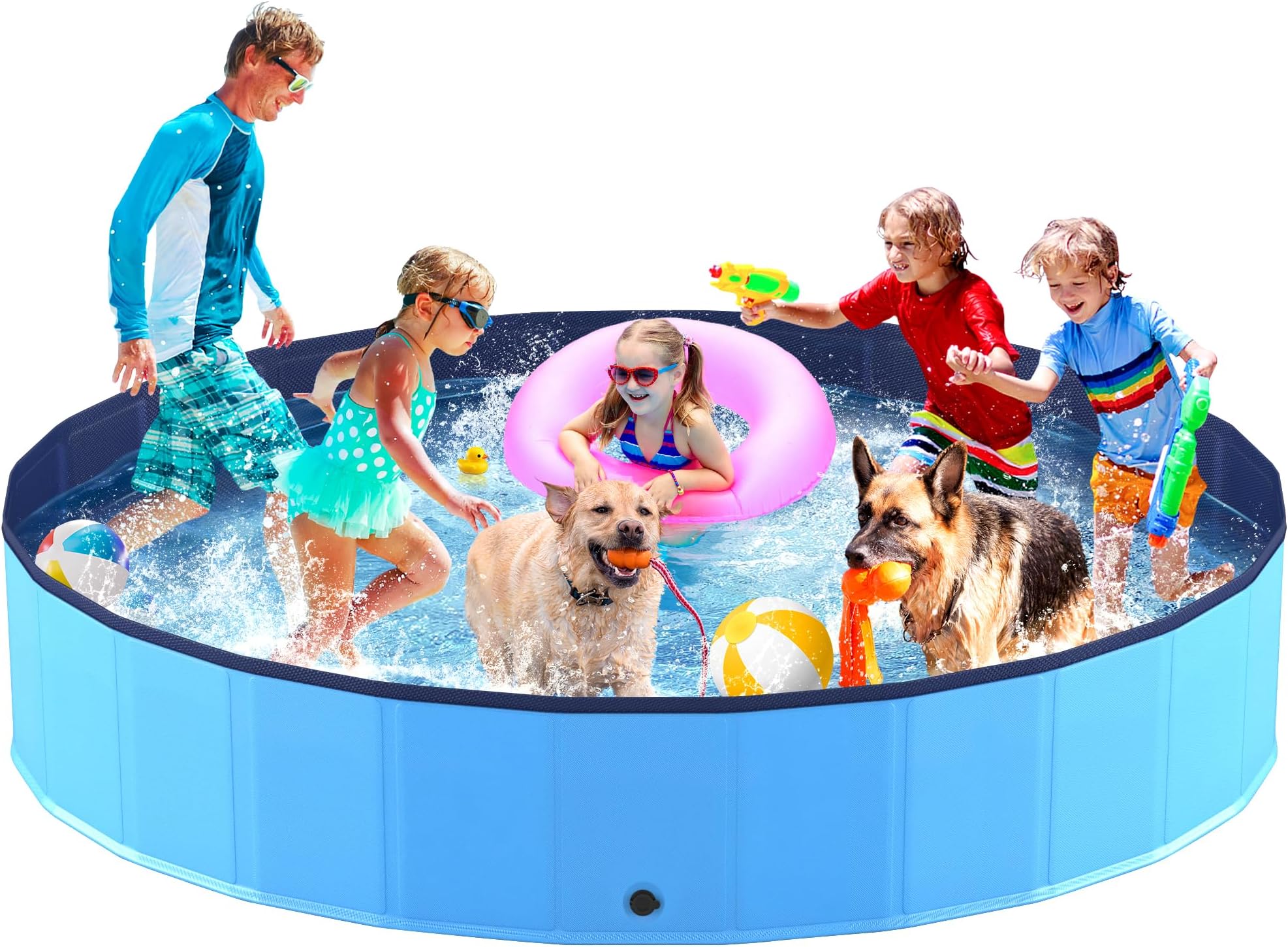 Foldable Swimming Pool, Collapsible Pet Bathtub, Hard Plastic Bath Pool for Dogs and Cats, 97 x 16 Inches