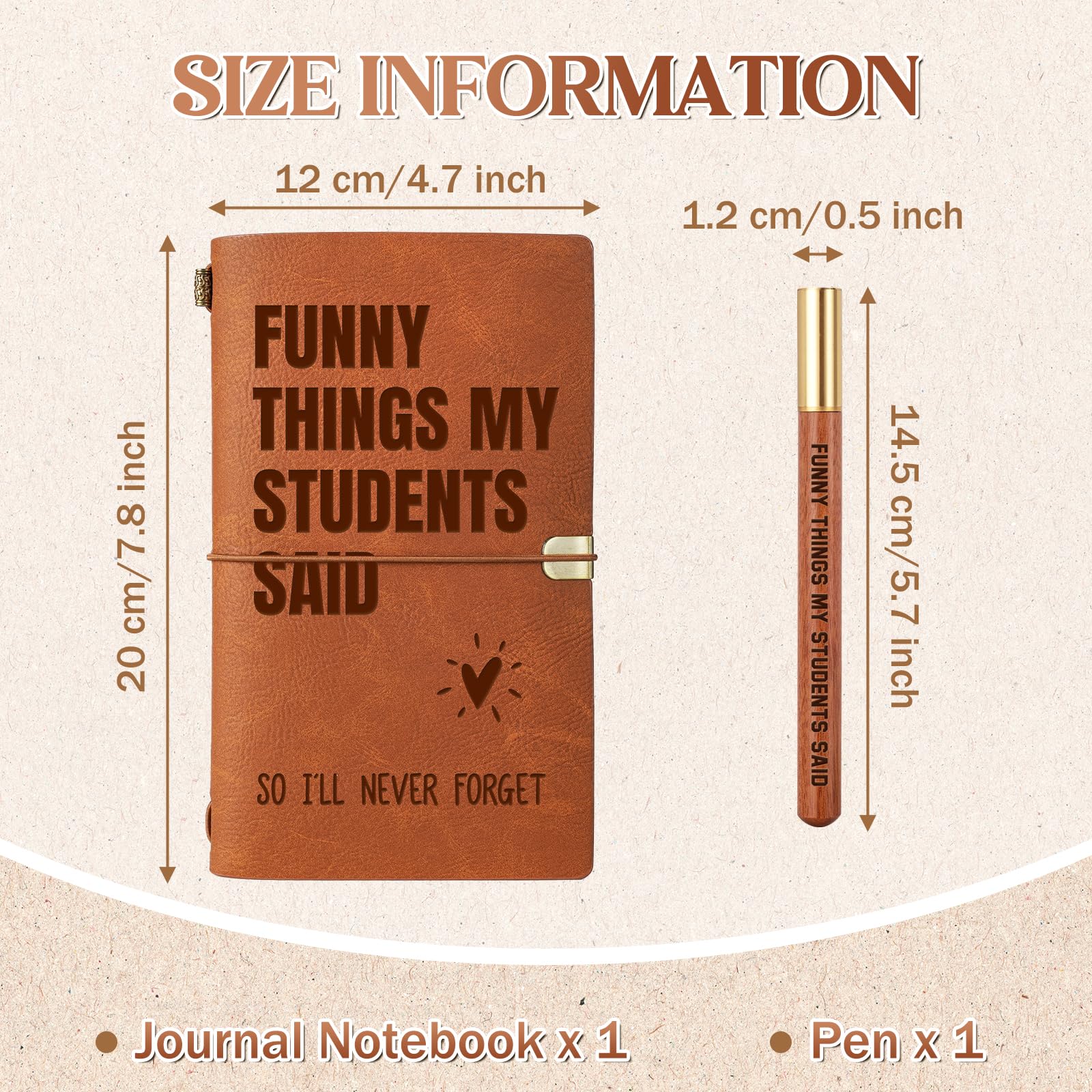 Teacher Appreciation Gifts - "Funny Things My Students Said" Leather Journal with Pen, Best Teacher Gifts for Women Men, Teachers Gift for End of Year, Graduation, Retirement, Birthday, Christmas