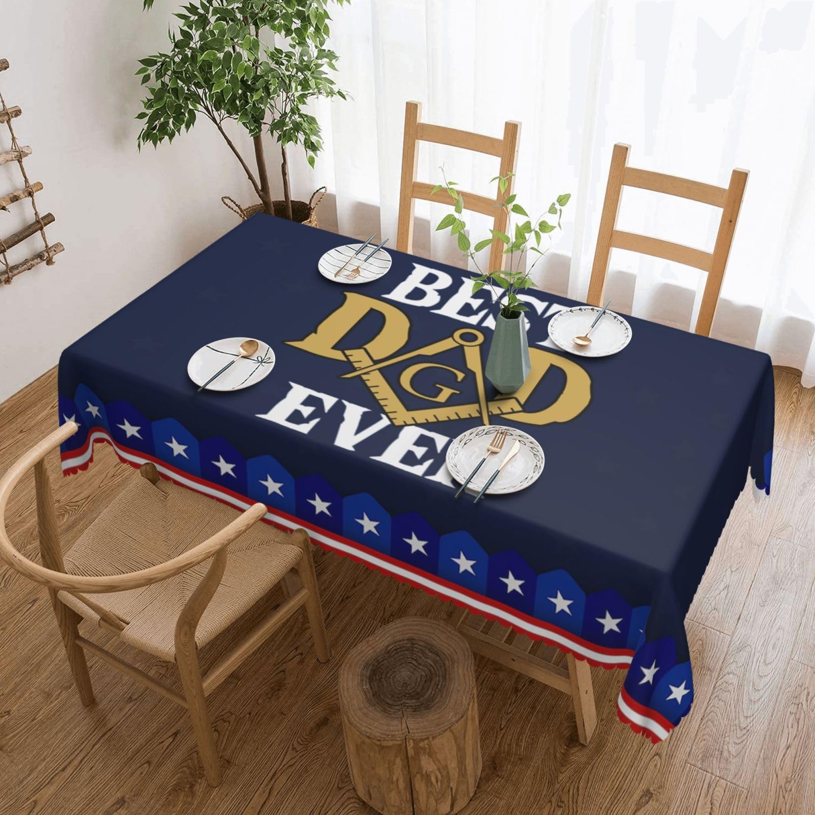 SMAZDFXX Dad Masonic 54 x 72in Table Cloth,Polyester Rectangle Tablecloth for Kitchen Dining