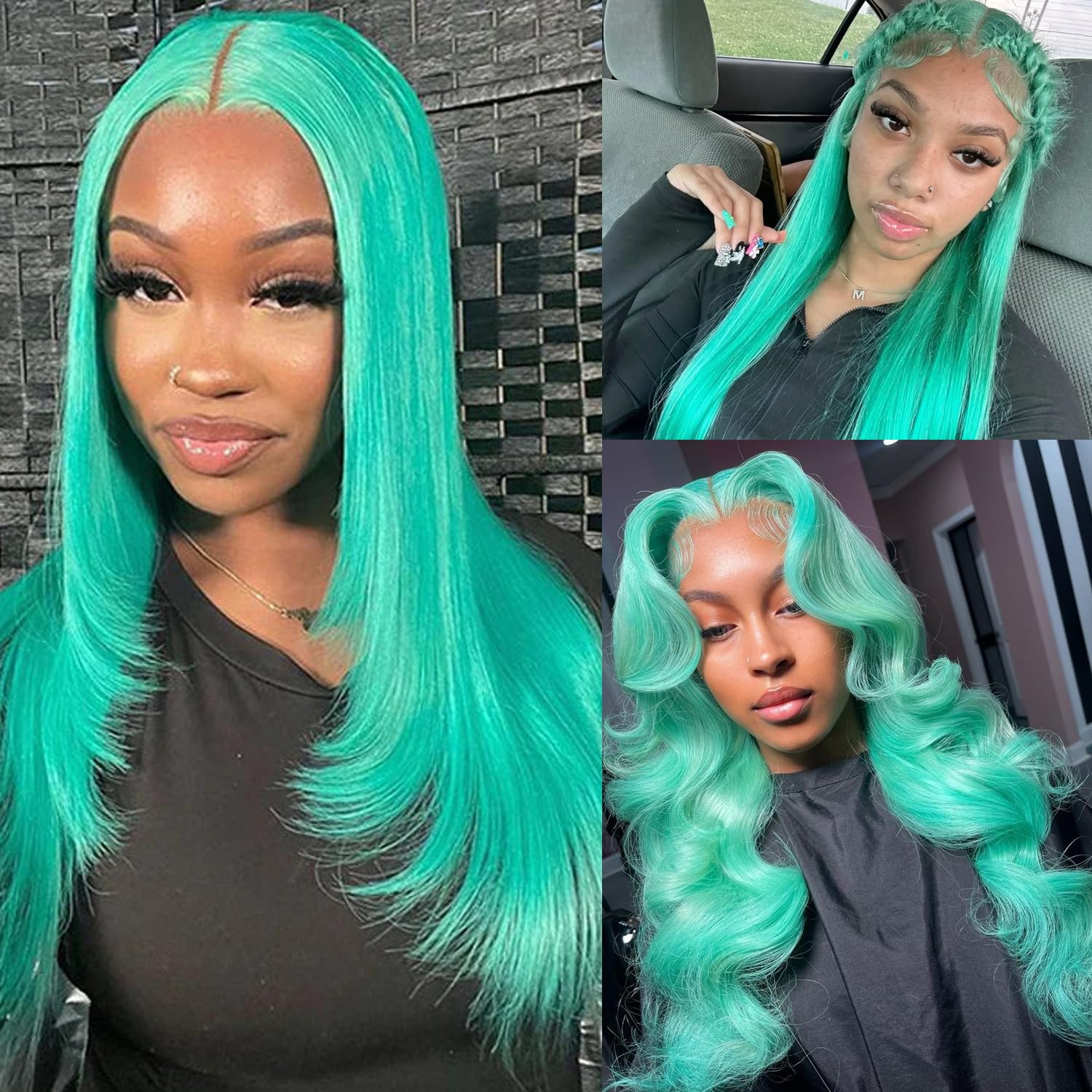 Ubetta Turquoise Lace Front Wigs Human Hair Glueless Transparent 13x6 Lace Front Wigs Human Hair Pre Plucked 28 Inch Colored Aqua Blue Wig Human Hair 180% Density Teal Lace Front Wigs for Black Women 75 cm Turqoise lace front wigs