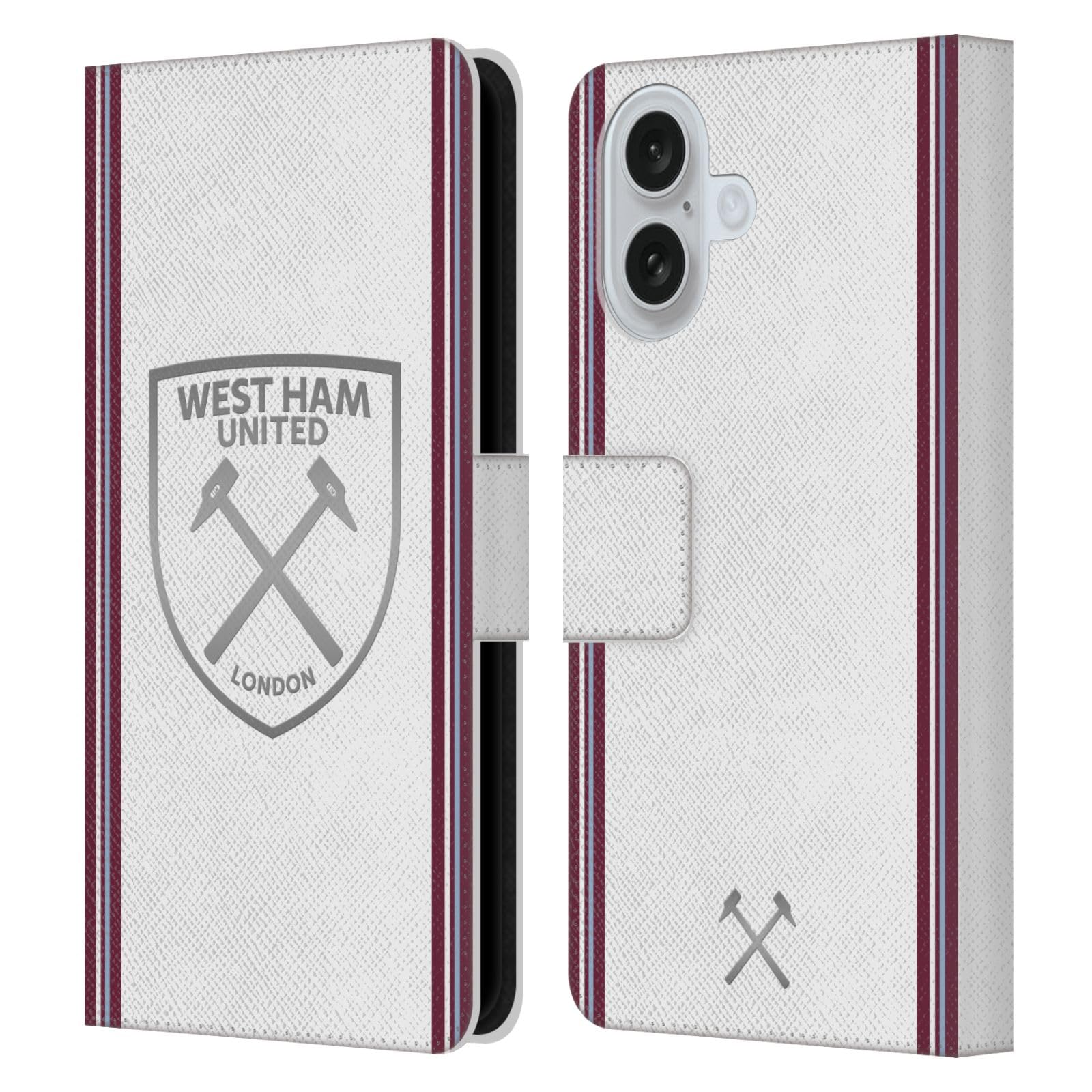 Head Case Designs Officially Licensed West Ham United FC Away 2023/24 Crest Kit Leather Wallet Case Compatible With Apple iPhone 16 โ image 1