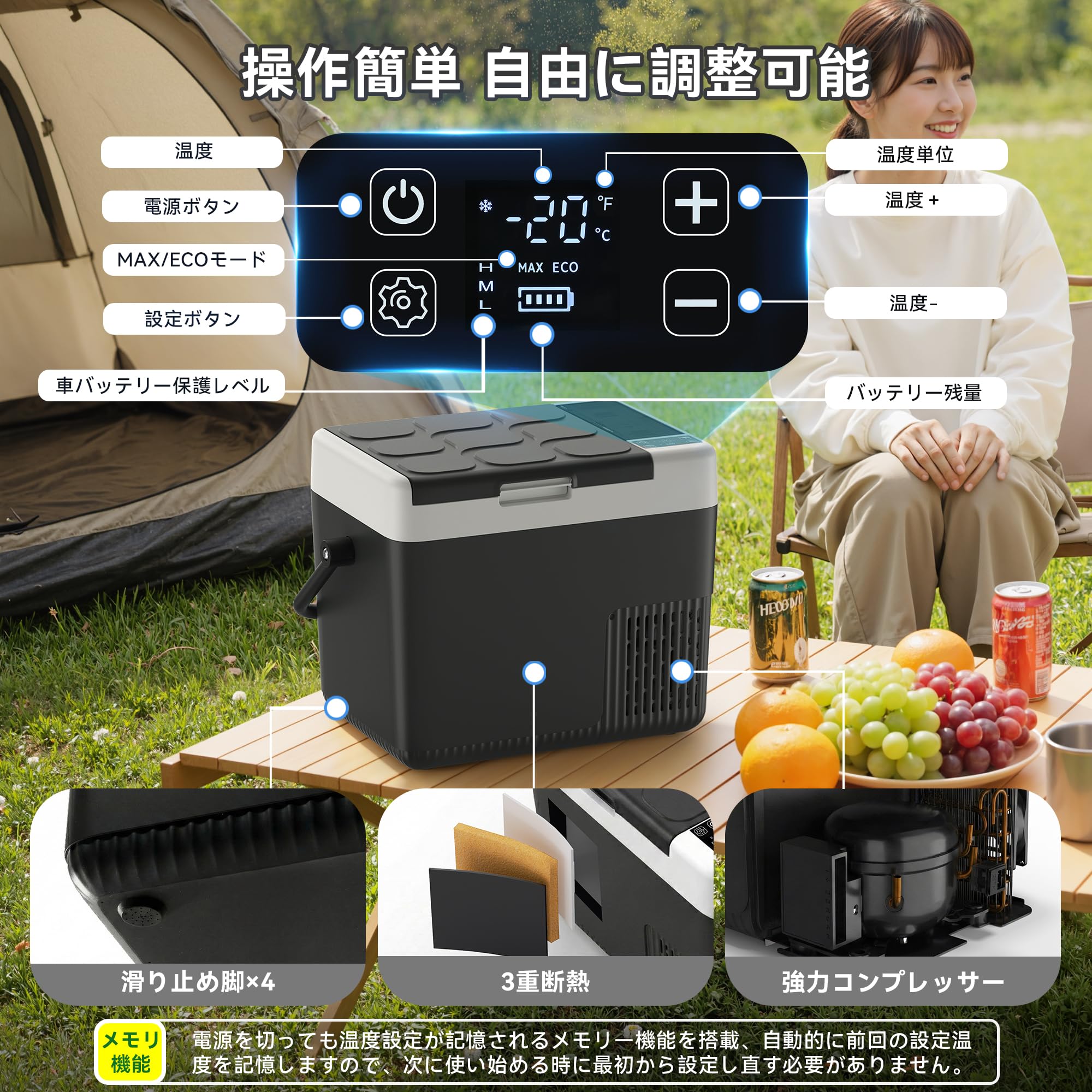 Amazon.co.jp: EUHOMY 車載冷蔵庫 18L ポータブル冷蔵庫 バッテリー