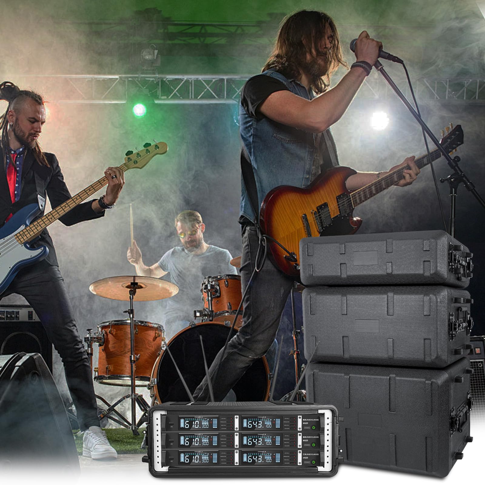 6U-Rack-Koffer, 16" Tiefe, 19“ Rackmount-Flightcases, einfache Installation, tragbar, wasserdicht, staubdicht, stoßfest, mit Mikrofonfächern, platzsparend