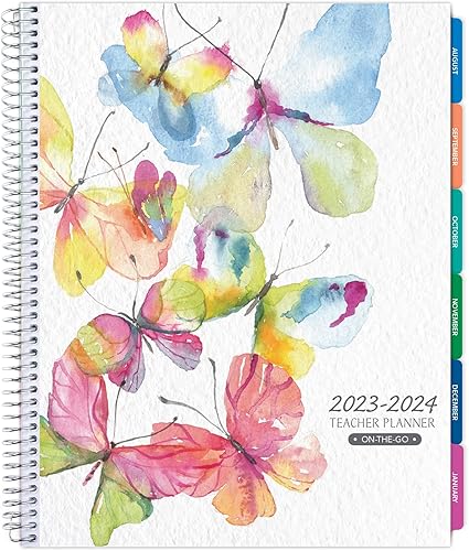 Agenda de lecciones para profesores de agosto de 2023 a julio de 2024, 8.5 x 11 pulgadas, organizadores diarios, semanales y mensuales, incluye 7
