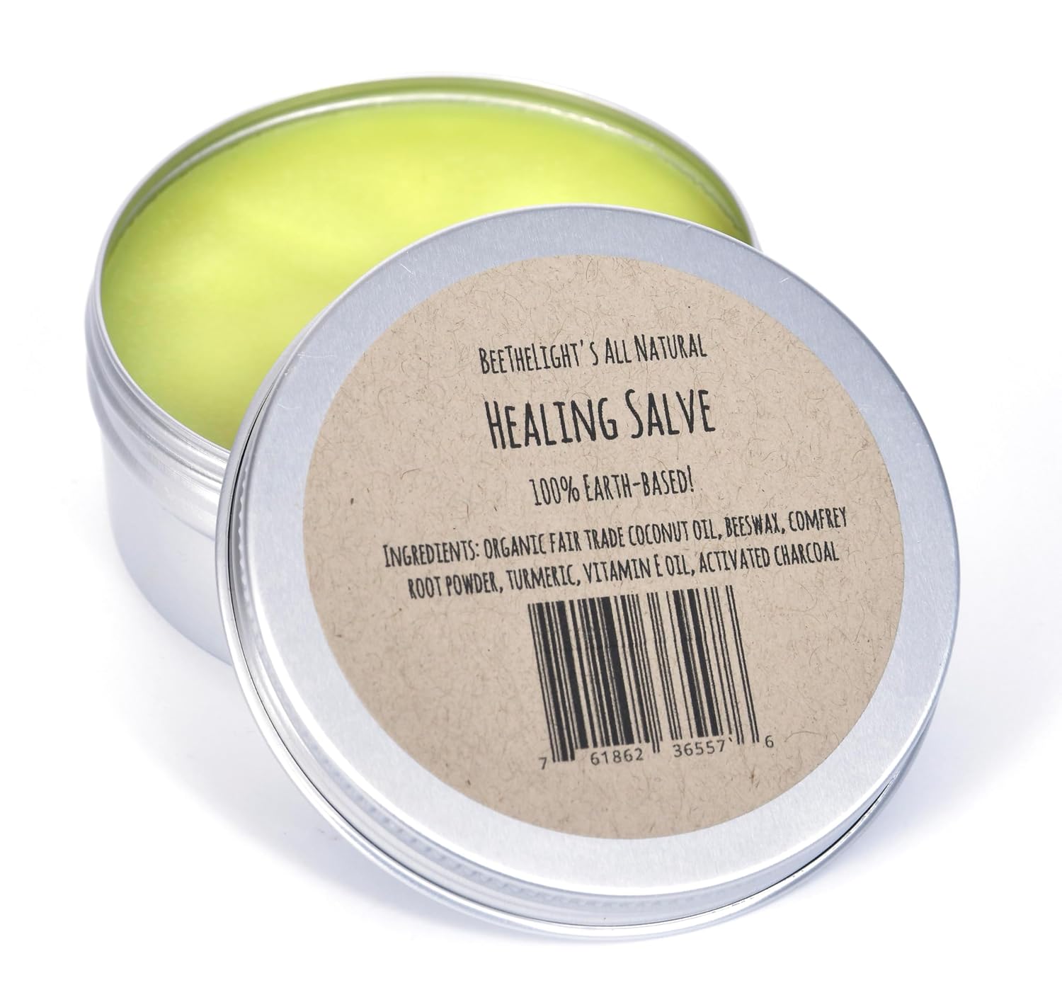 All Purpose Healing Skin Balm Natural Salve for Dry Cracked Skin Hands Feet Body Moisturizing Repair Cream with Coconut Oil Beeswax Turmeric Vitamin E Charcoal Skin Care Ointment Rash Irritation 4 oz