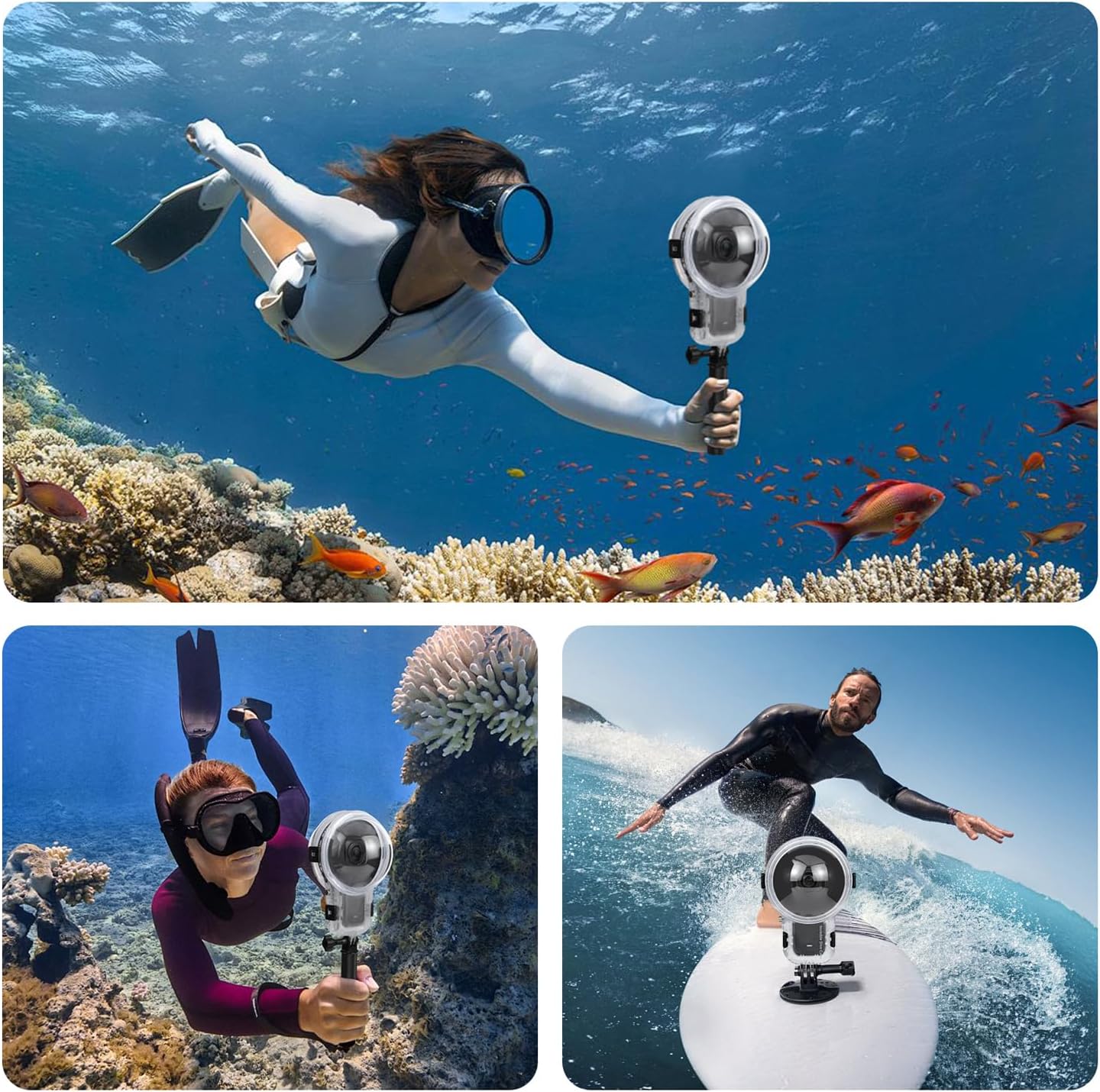 Invisible Dive Case Pro for Insta360 X5, Fix Blurry Underwater Footage, Insta 360 X5 Waterproof Housing, 164ft/50m Crystal Clear 360° Video, Anti-Fog & No Distortion
