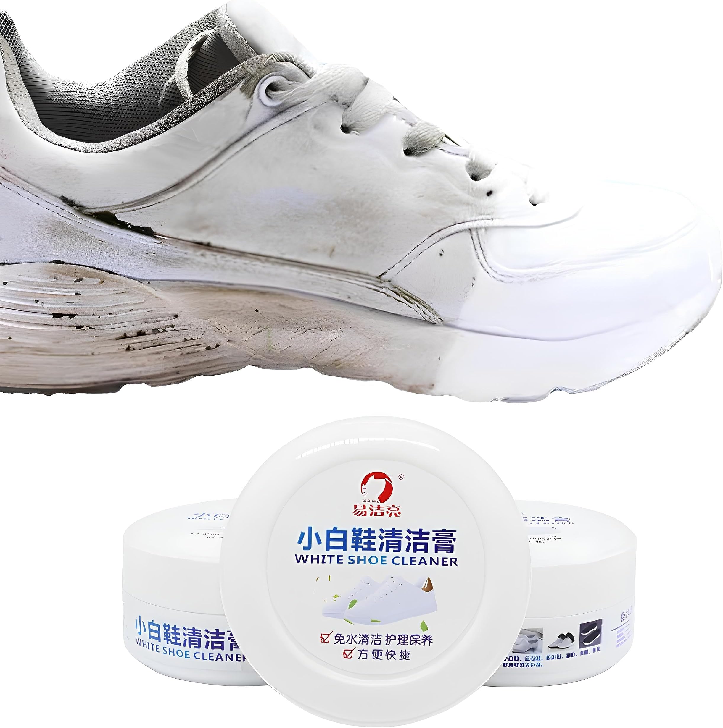 DOOMSDAY White Shoe Cleaning Cream, Practical Shoe Cleaning Kit - Shoe Cream with Sponge, Stain Remover Cleansing Cream for Shoe, Sneaker Cleaner, No-Wash, for Leather Shoes, Sports Shoes (260g)