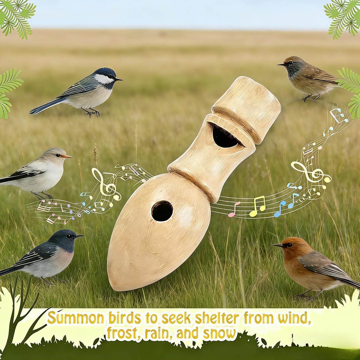 12-Piece Wooden Bird Whistle Set Handcrafted bird whistles- bird watching gifts- For nature enthusiasts, outdoor exploration- and education Includes portable storage pouch | Gifts for bird lovers - Image 4