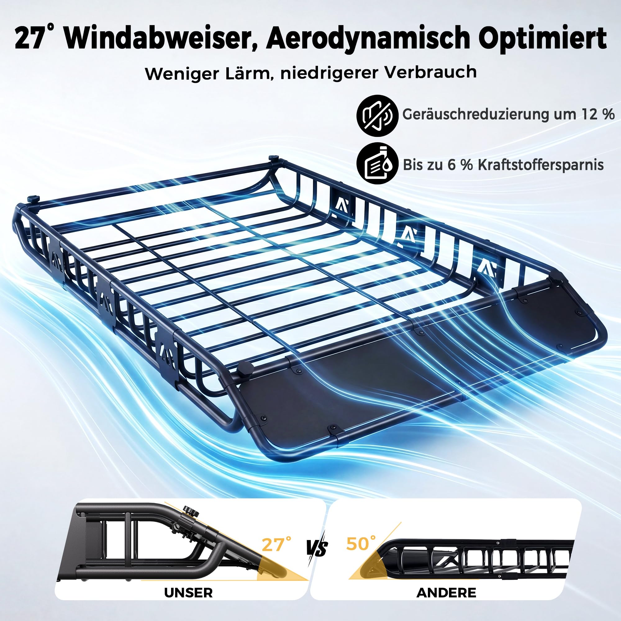Dachgepäckträger 163 x 99 x 13 cm mit wasserdichter Dachtasche 556L | 90kg Tragfähigkeit, Verstellbare Trennstange, Gepäcknetz, Spanngurte & Schlösser, Universal für SUV Pickup Camping