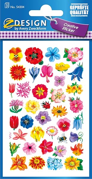 AVERY Zweckform Papier Sticker kleine Blüten 114 Aufkleber (Dekosticker, Blumen, selbstklebend, Karten, Scrapbooking, Fotoalbum und Tagebuch, Bullet Journal Zubehör, Dekorieren, Basteln) 54304 - 1