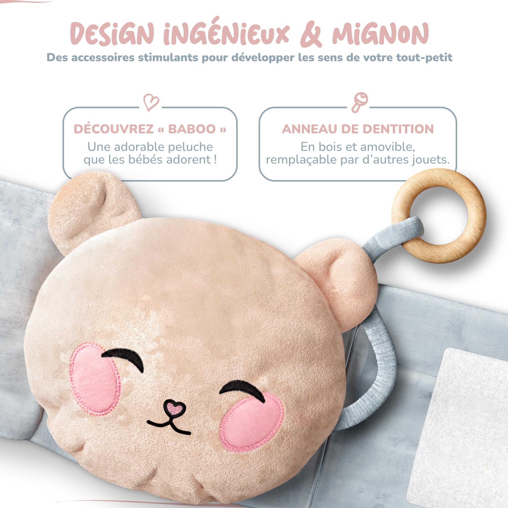 Bouillotte Bébé Anti Colique - Chaud & Froid - Soulage Ballonnements - Pack d'Argile certifié CE naturel - Anneau de Dentition Inclus Ceinture Doudou en Peluche, Nourrisson et Nouveau-né