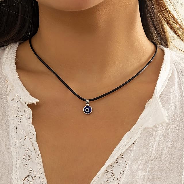 Atentuyi Pendant Necklace Black Choker Necklace Rope Chain for Women and Girls Lucky Protection Gothic Necklace Jewelry