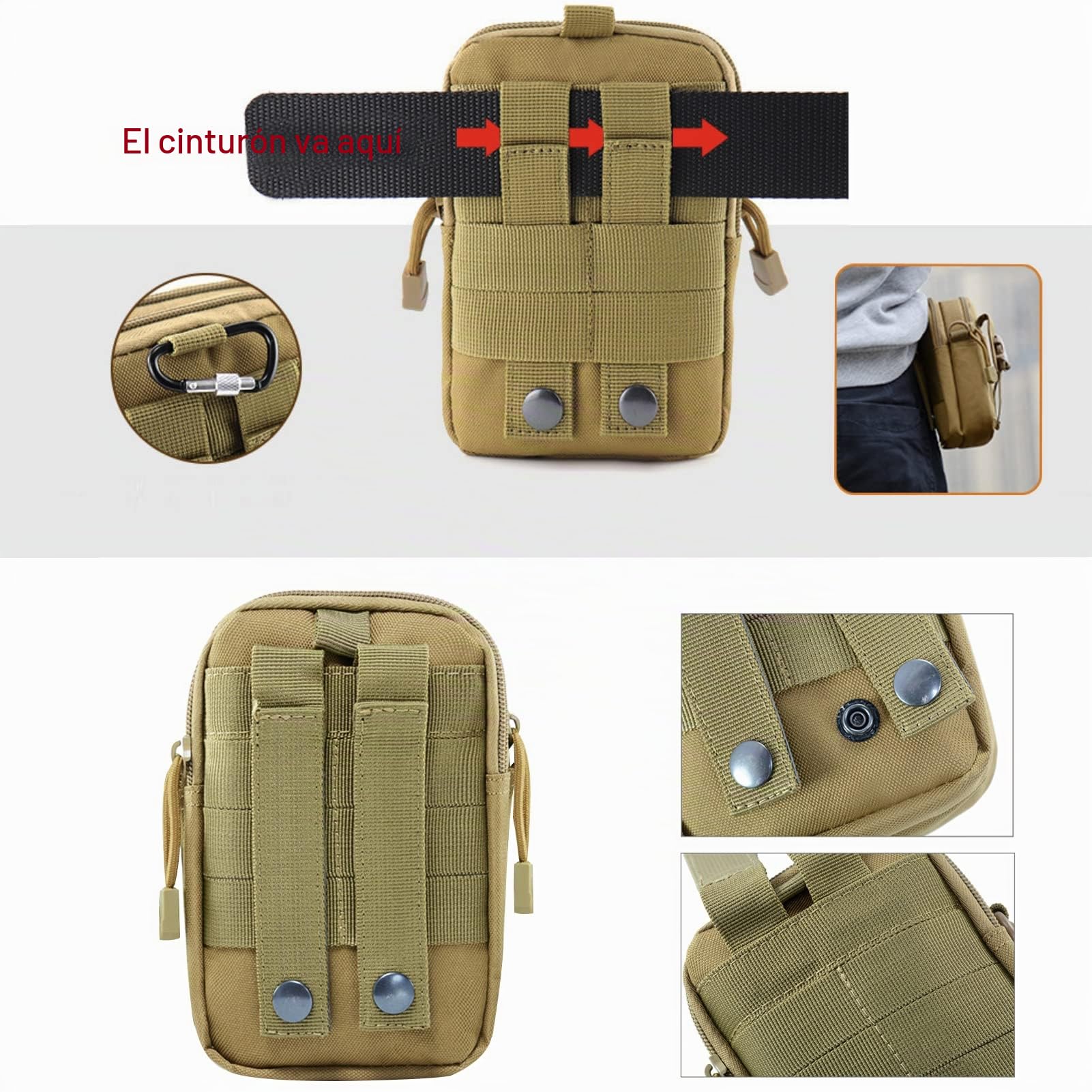 ZhaoCo Multiusos Poly Herramienta Soporte, Tactical Molle EDC Bolsa Utilidad Gadget Bolsa de Cintura con Teléfono Móvil para Senderismo Camping