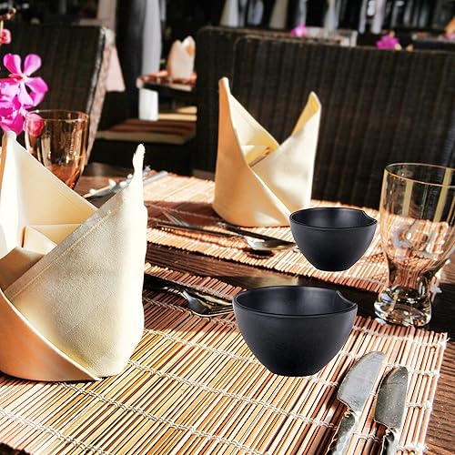 Miniatura 5 de Needzo Tazones de plástico de melamina, redondos, de color negro, para servir aperitivos y condimentos, platos de buffet de caramelo, 3.5in, juego