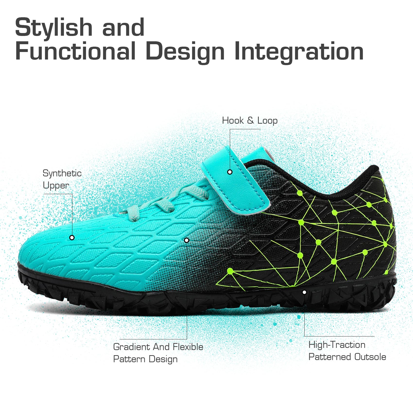 PiDaGlobal Scarpe da Calcio Bambini Ragazzi con Tacchetti Bassi Scarpe da Calcetto Futsal e Allenamento per Interno/Esterno - Antiscivolo Junior