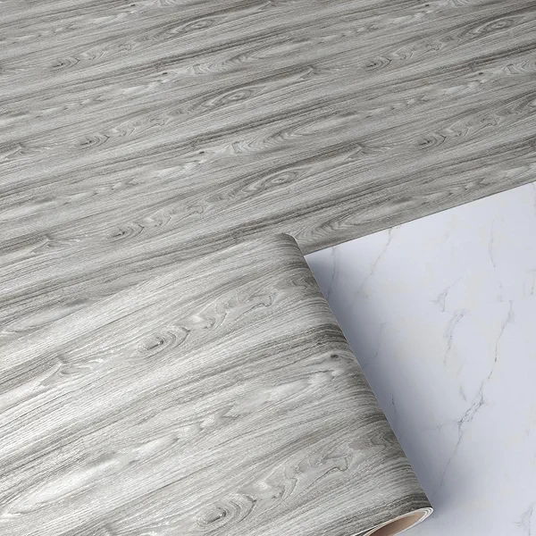 Decotalk 23.6"x354" Gray Wood Vinyl Flooring Peel and Stick Floor Tile Waterproof Floor Tile for Kitchen Vinyl Plank Floorings Grey Wood Floorings Roll Foam Self Adhesive Tiles Floors Grey