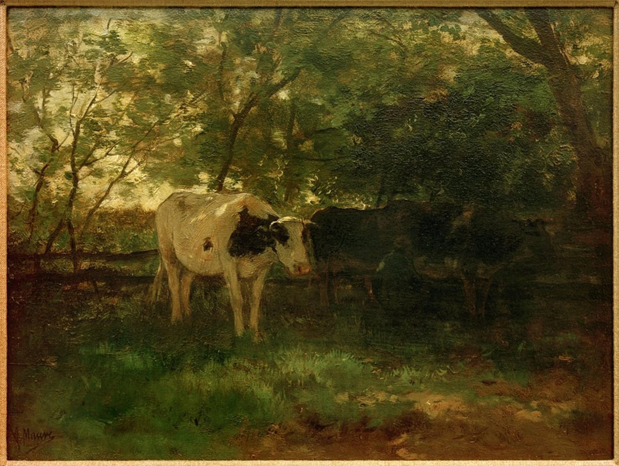 ARTXLXXBN Famous Painting Canvas Artwork Graffiti Print Melkzeit by Anton Mauve Portrait Canvas Image for Home Decor 60x90cm