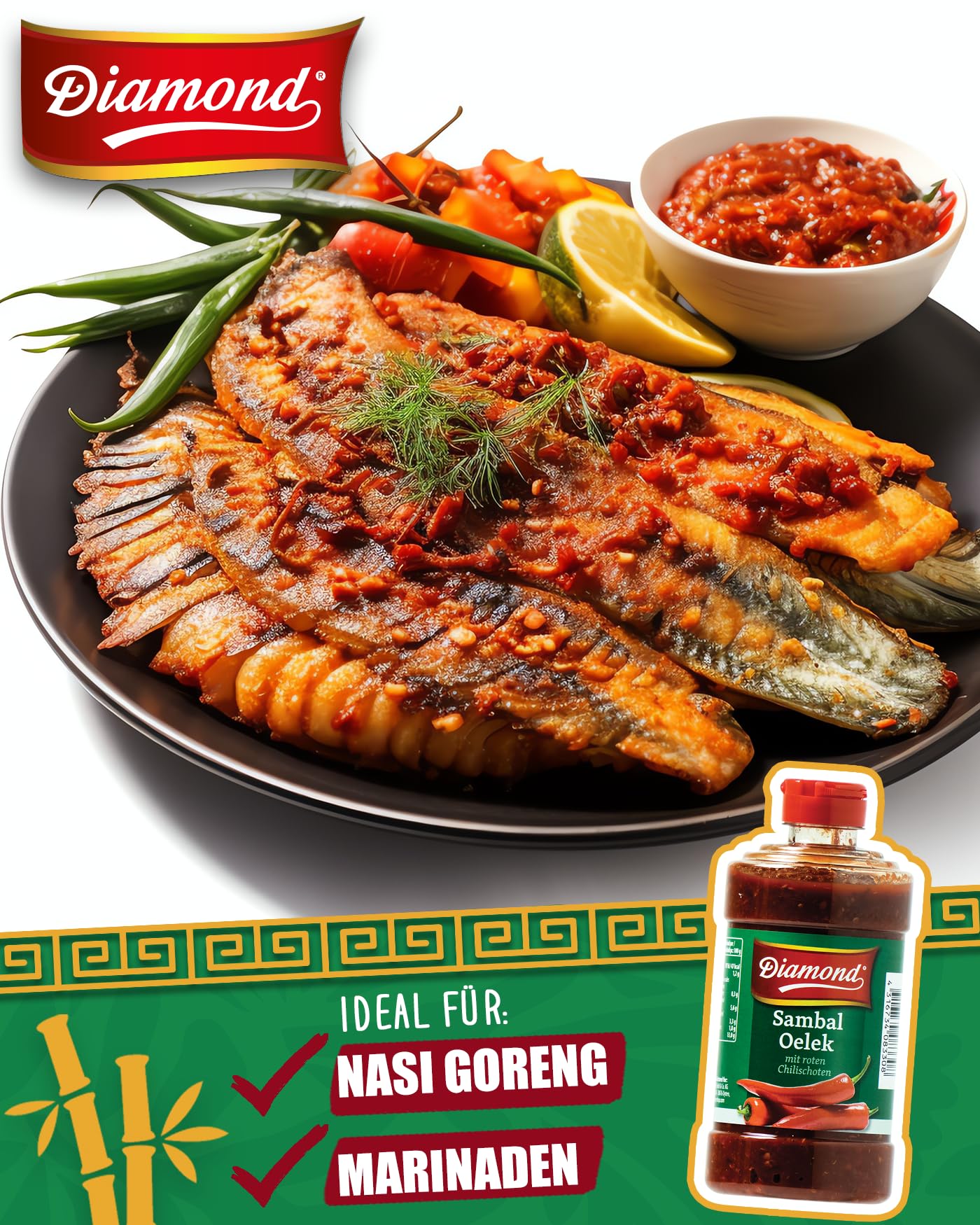 Diamond Sambal Oelek, bardzo ostra butelka do wyciskania zwierząt, 6 sztuk (6 x 425 g)