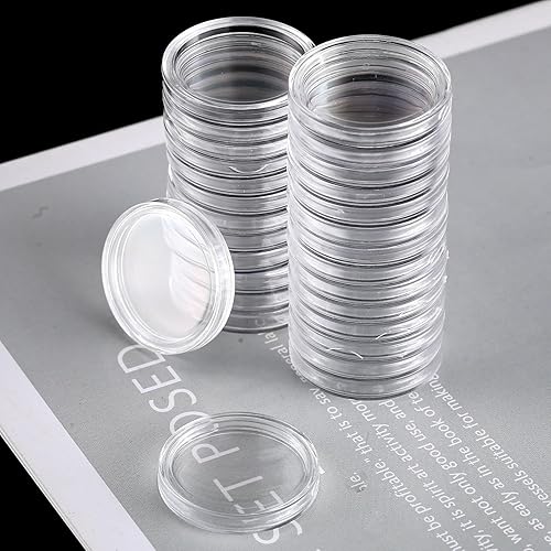 Miniatura 7 de 700 unidades de 0.984 in titular de la moneda cápsulas transparente redondo plástico contenedor contenedor de monedas para suministros de colección