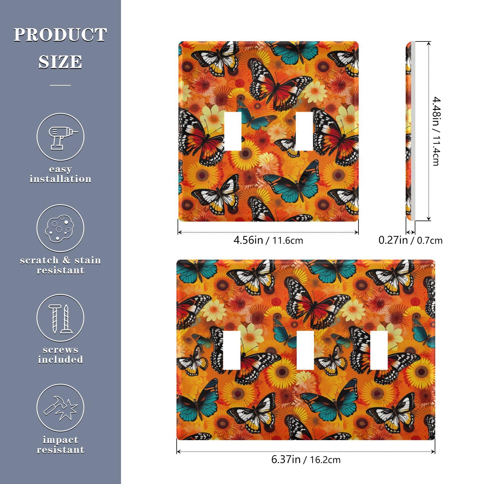 UMIRIKO Butterfly Flower Light Switch Cover Plate Covers Decorative Double Toggle Home Decor 202a8562