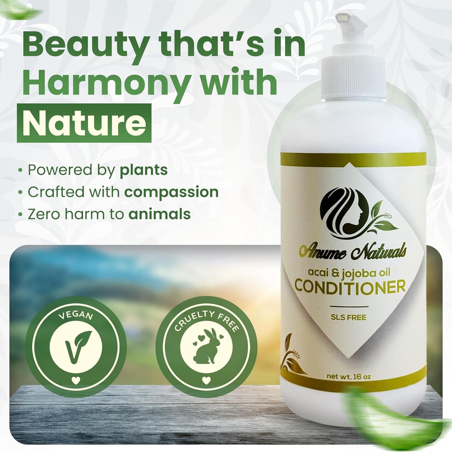 Acai & Jojoba Oil Hair Conditioner – 16 oz | Sulfate Free Hydrating & Moisturizing Conditioner with Aloe, Hyaluronic Acid, Vitamin E, Vitamin B5 & Botanical Oils for Curly, Dry & Rough Hair Care - Image 2