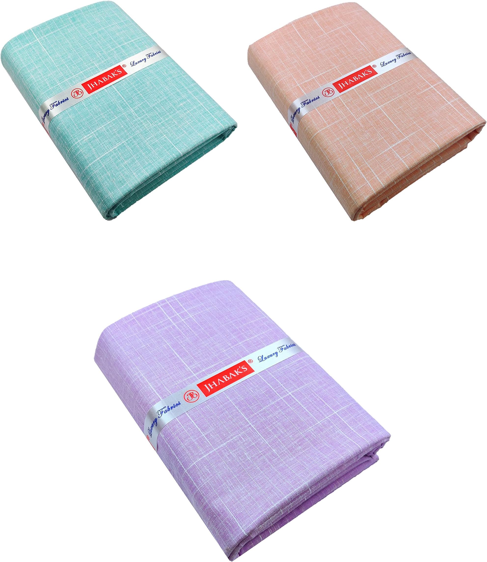 JHABAK'S Premium Cotton Linen Blend Self Design Shirt & Kurta Fabric- Pack of 3- 2.25m Shirt Cloth OR 3.00m Kurta Material
