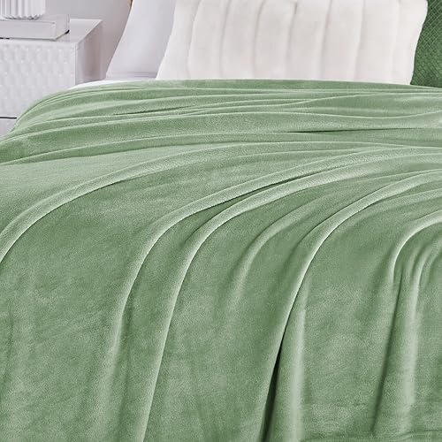Miniatura 9 de Walensee Manta de vellón mullida, ligera (tamaño individual, de 60 x 80 pulgadas, verde salvia) manta de franela de microfibra súper suave para sofá