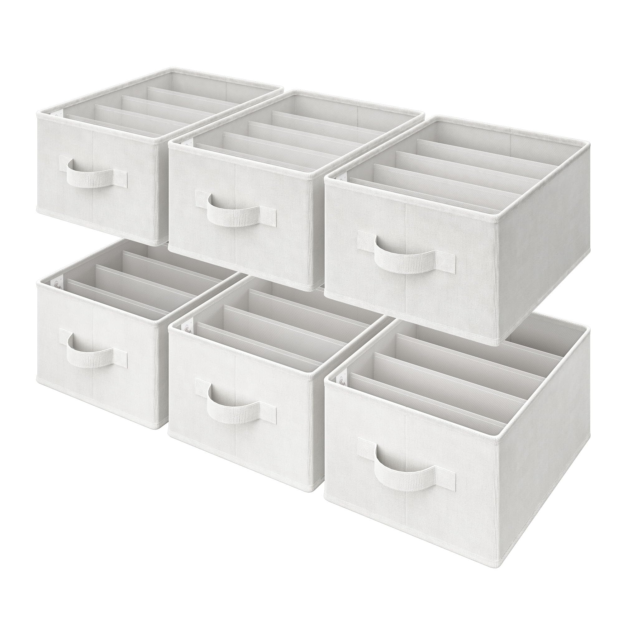 GRANNY SAYS Organizadores de Armarios, Pack de 6 Cajas Organizadoras Armarios, Organizador Ropa Armario, Organizador Camisetas, Organizador de Ropa Para Armario, Caja Organizadora Pantalones Blanco