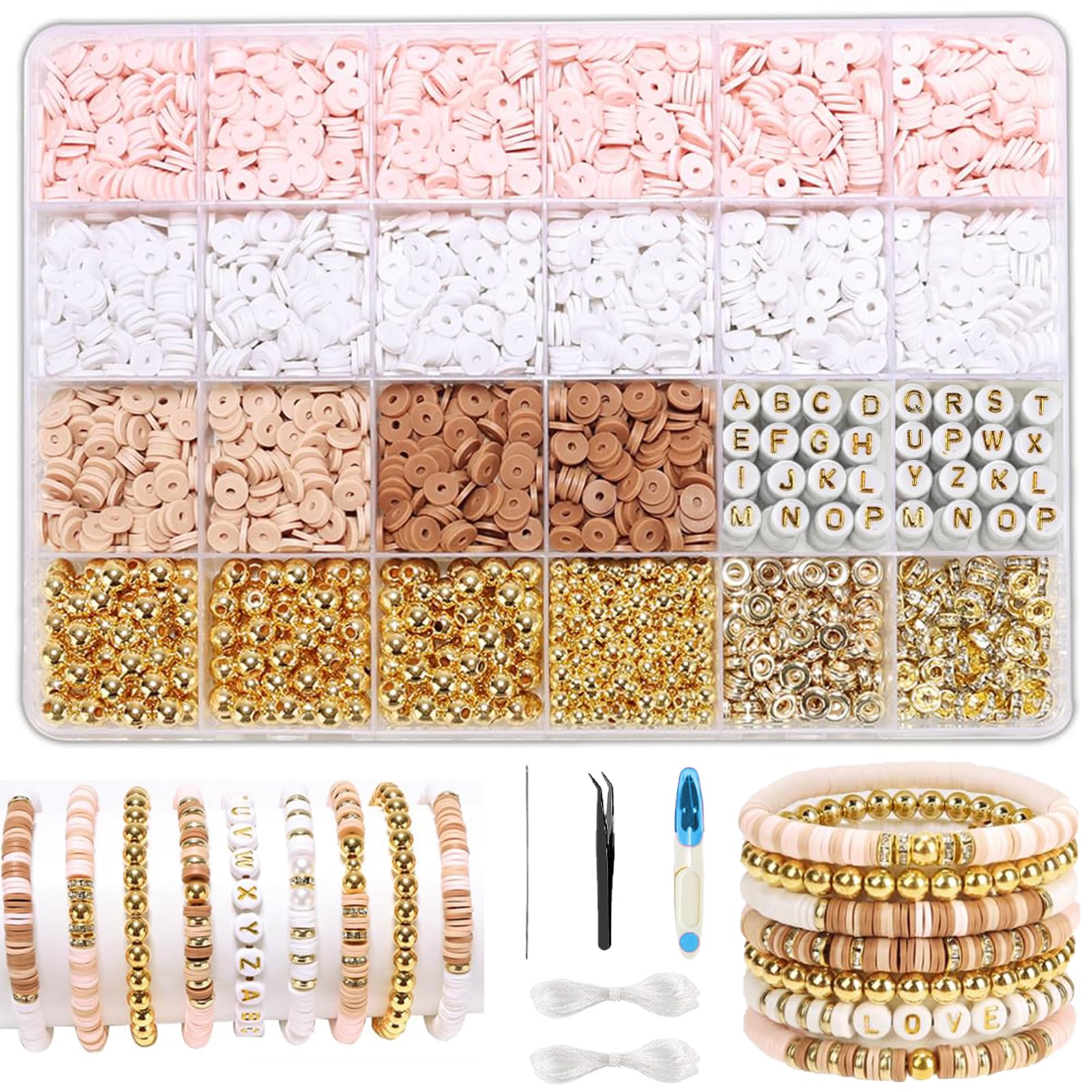 EMUFOOK 2064pcs Clay Beads For Bracelet Making Kit For Girls Adults 4