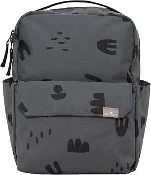 Mini Roo Diaper Bag Backpack, Charcoal Doodle Baby Bag - 6 Pocket Daily Use