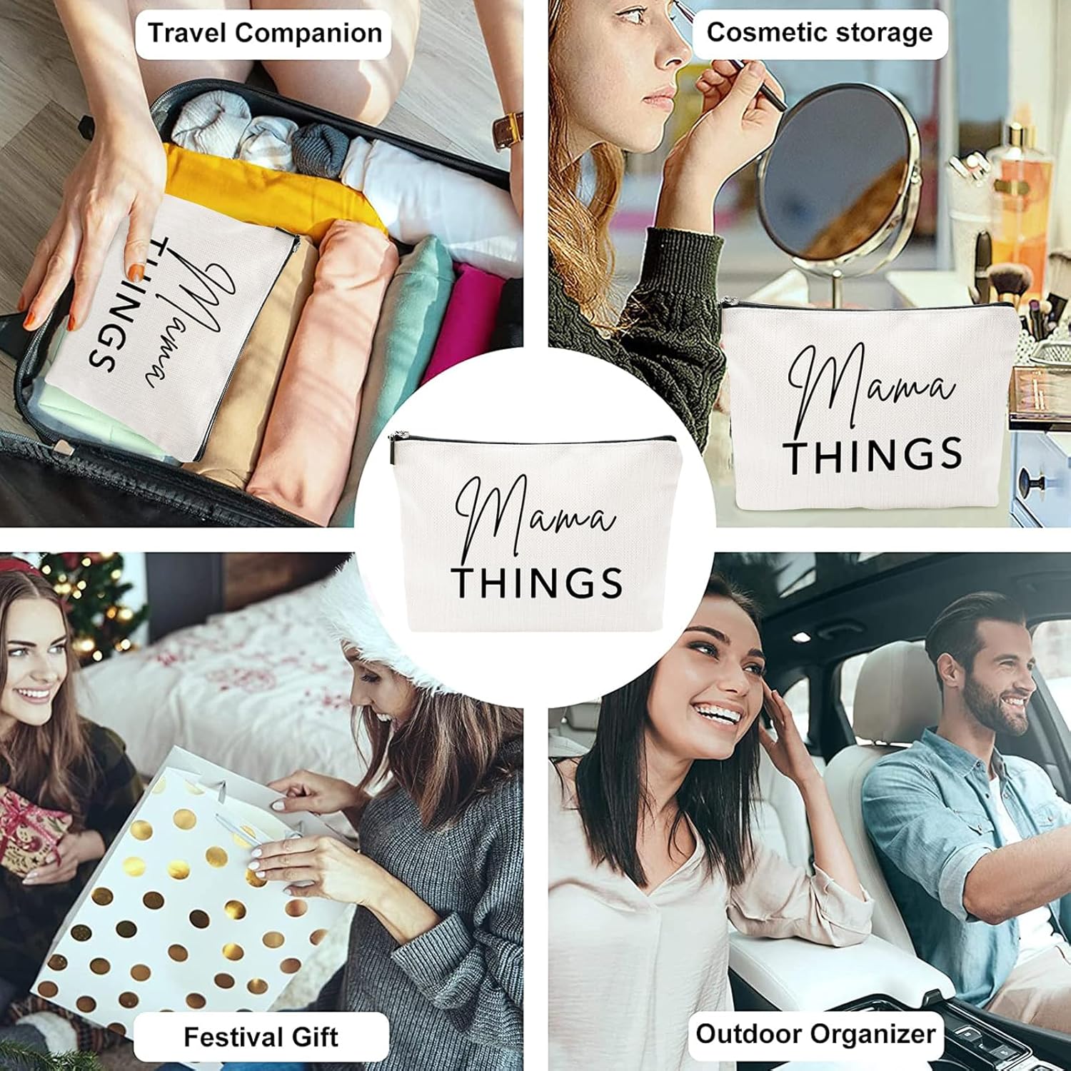 Mama and Baby Bag Set Canvas Pouch Set Keepsake for New Mothers Travel Toiletry Bag for Baby Stuff, Mother's Day Gifts, Set of 2 - Image 7