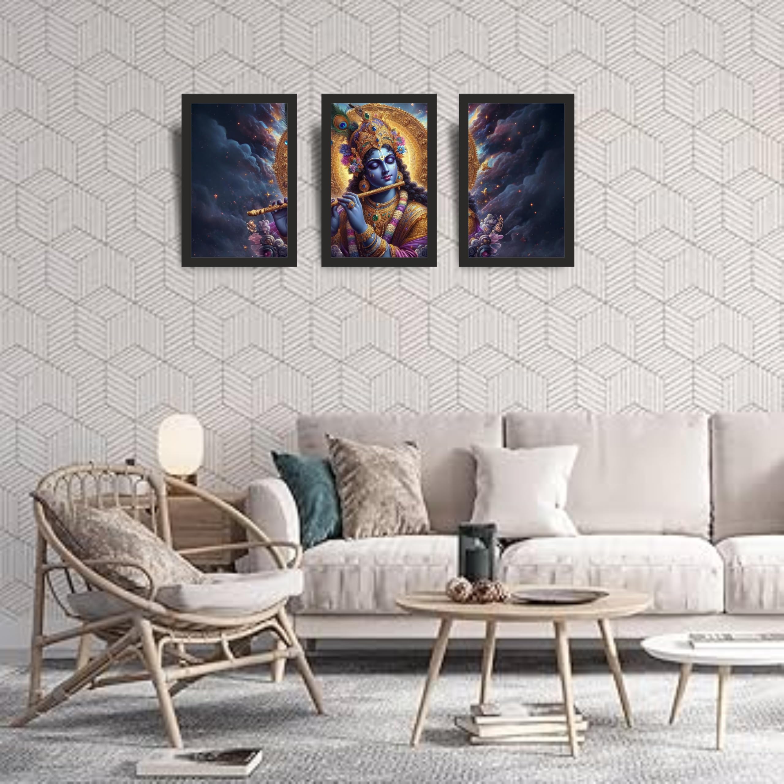 Cosmic Krishna Wall Art Set of 3