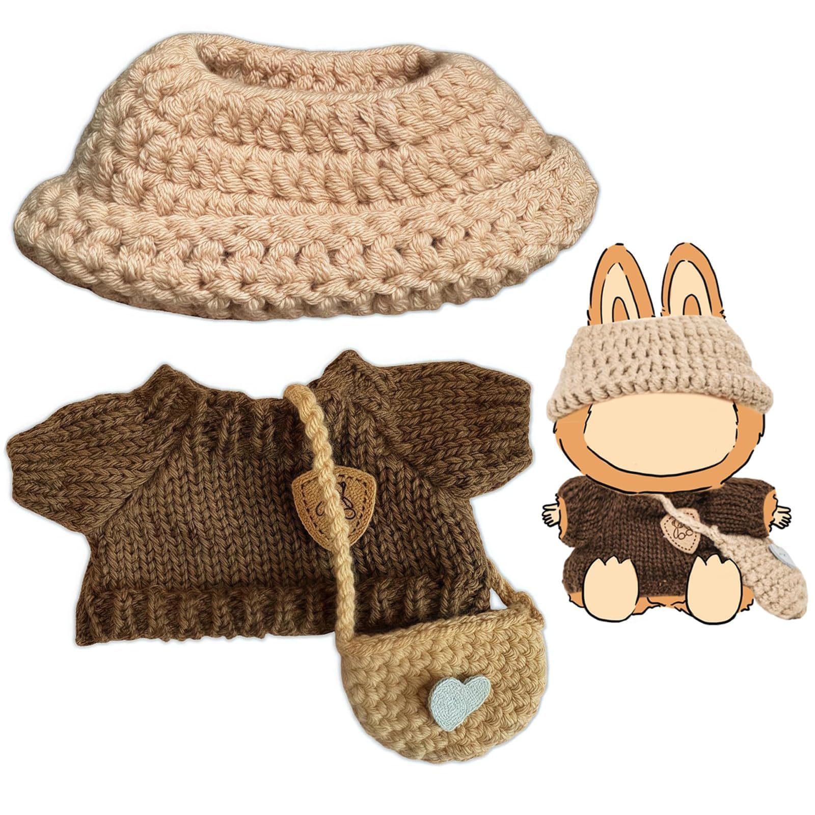 17cm Doll Clothes, Clothing for 17 cm Doll Plush, Chic Style Set for 17cm Dolls, Cuddly Toy Outfit, Premium Doll Outfit with Accessories